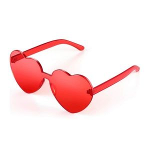 "I ❤️ YOU" Heart Shaped Rimless Glasses in Red